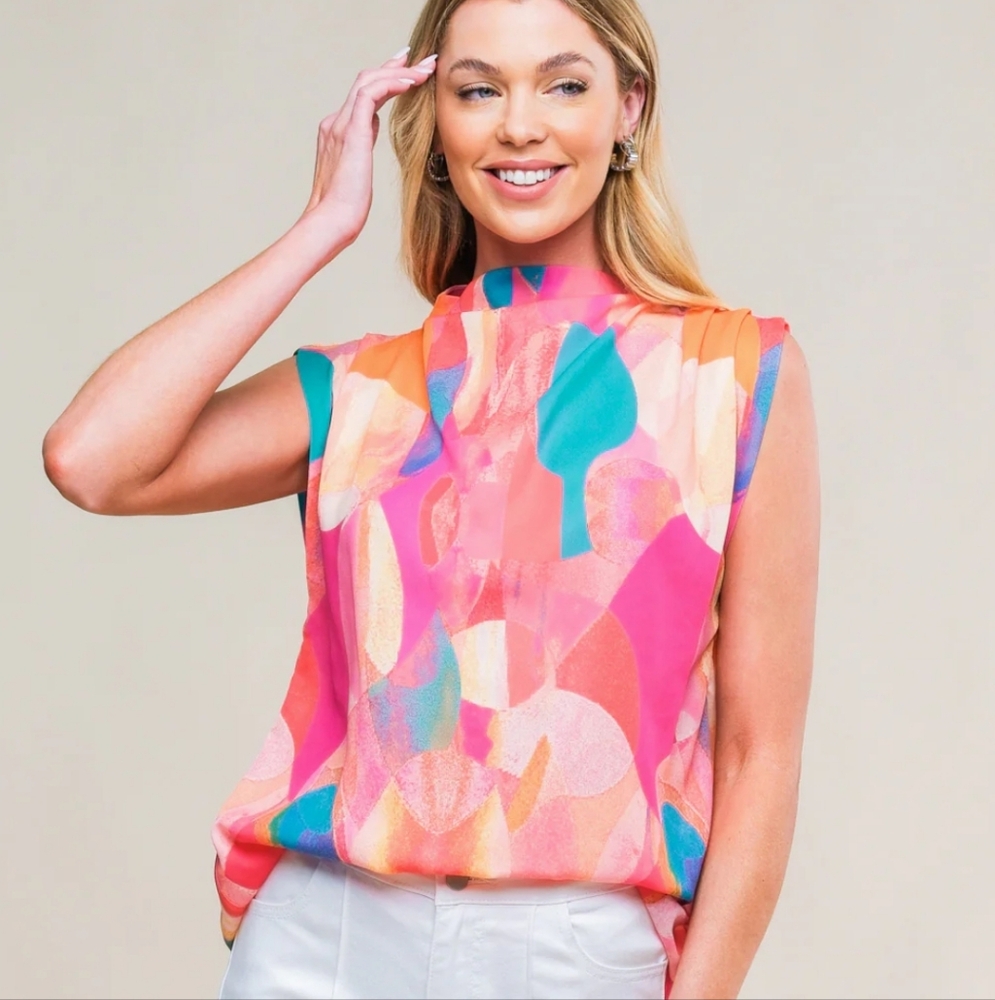 NWT Flying Tomato Colorful Abstract Blouse - Picture 5 of 13